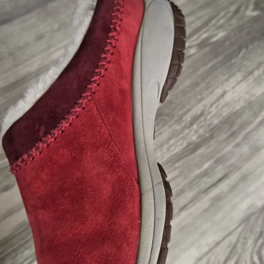 Merrell Encore Chill Stitch Scarlet Red Suede Clogs Mules Womens Size 10 EUR 41